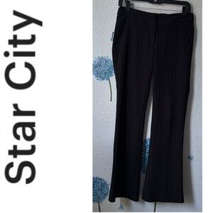 Pinstripe Flare Pants Star City Women's Black